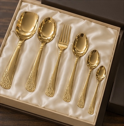 Golden Elegance 28-Piece Cutlery & Serving Set