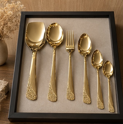 Golden Elegance 28-Piece Cutlery & Serving Set - Image 5