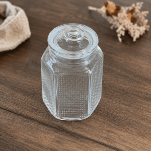 Textured Glass Storage Jar