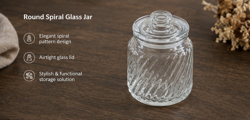 Textured Glass Storage Jar - Image 4