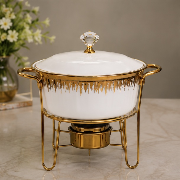White & Gold 3-Piece Burner Serving Set - Image 3