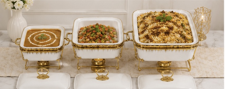 White & Gold 3-Piece Burner Serving Set - Image 13