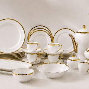 61-Piece White & Gold Dinner Set