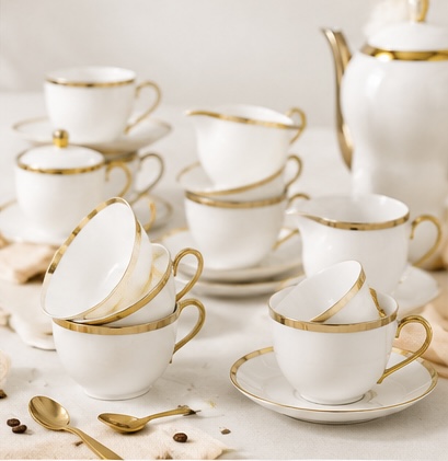 61-Piece White & Gold Dinner Set - Image 2