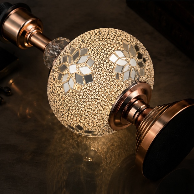 2Pc Turkish Mosaic Crystal Table Lamp - Image 2