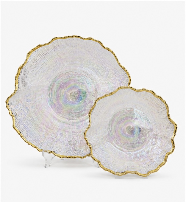 Iridescent Flower-Shaped Serving Dishes – Set of 2 - Image 2