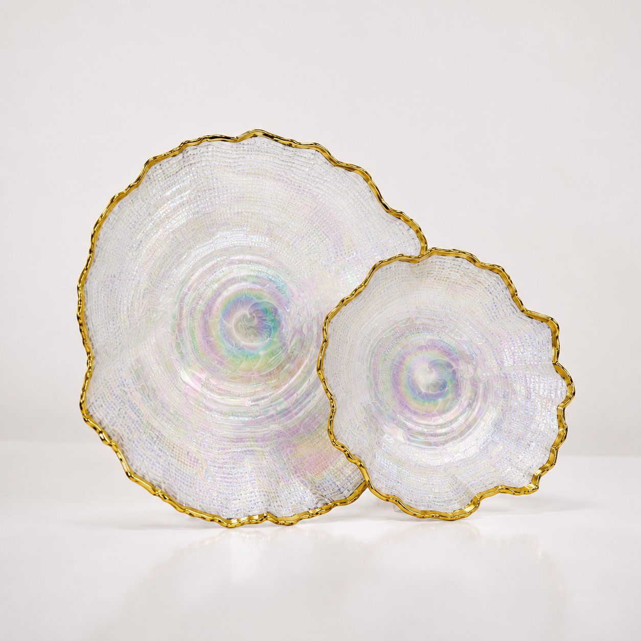 Iridescent Flower-Shaped Serving Dishes – Set of 2