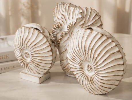 Antique Ivory Shell Decorative Set – 3 Pieces - Image 2