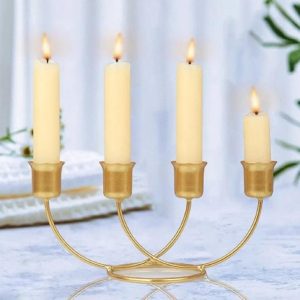 Modern Iron Candle Stand Black Golden 4 Cup