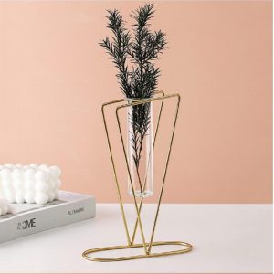 Golden Geometric Metal Vase for Home Decor