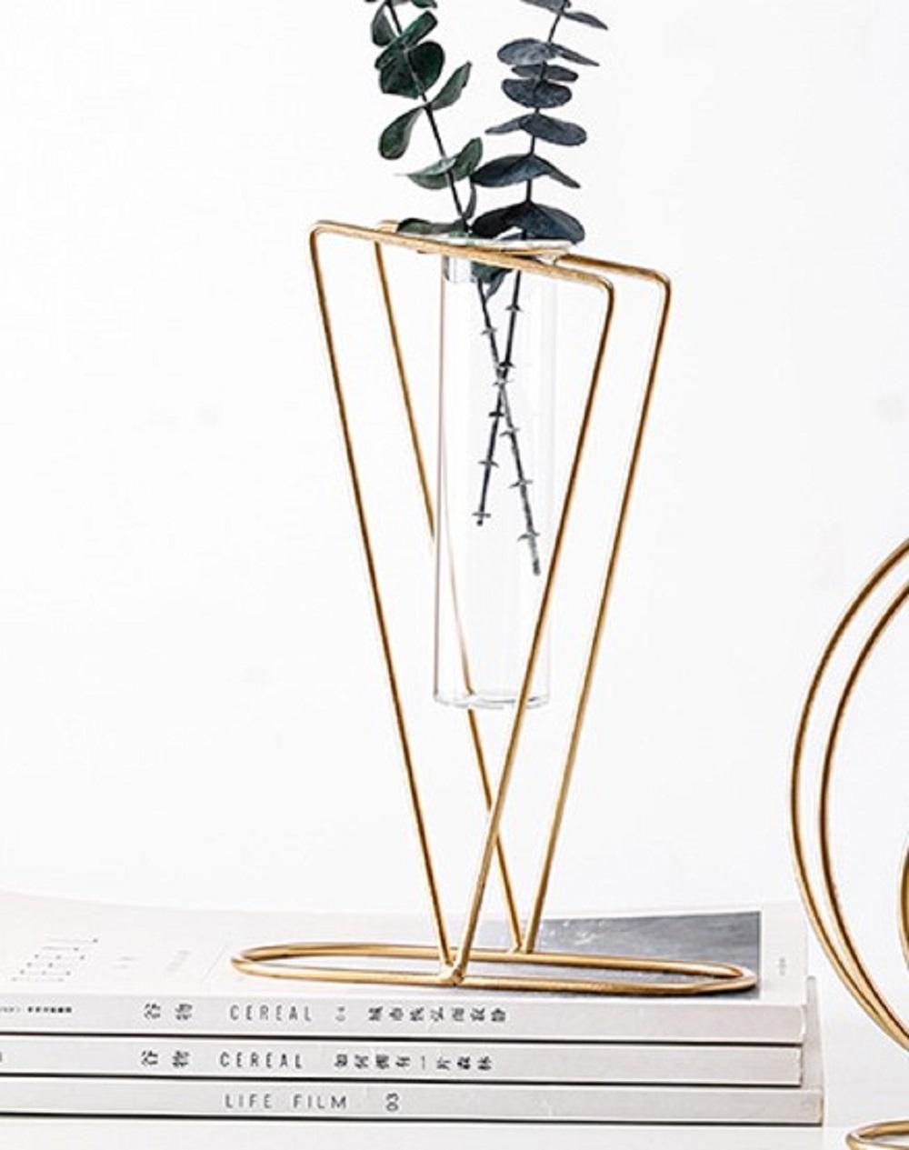 Golden Geometric Metal Vase for Home Decor - Image 2