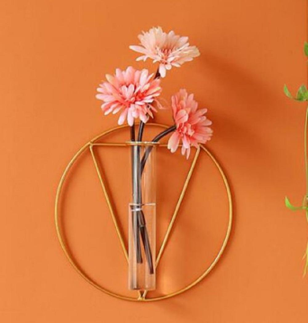 Golden Mirror Vase for Wall