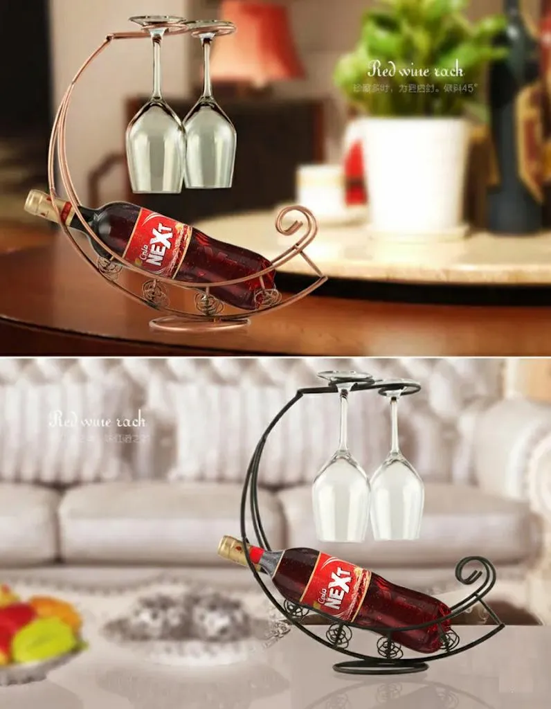 Golden Metal Glass & Bottle Holder for Home - Image 2