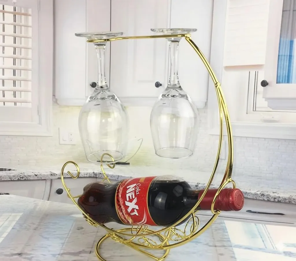 Golden Metal Glass & Bottle Holder for Home - Image 4