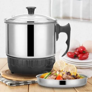 Portable Electric Kettle Stainless Steel Black Handle