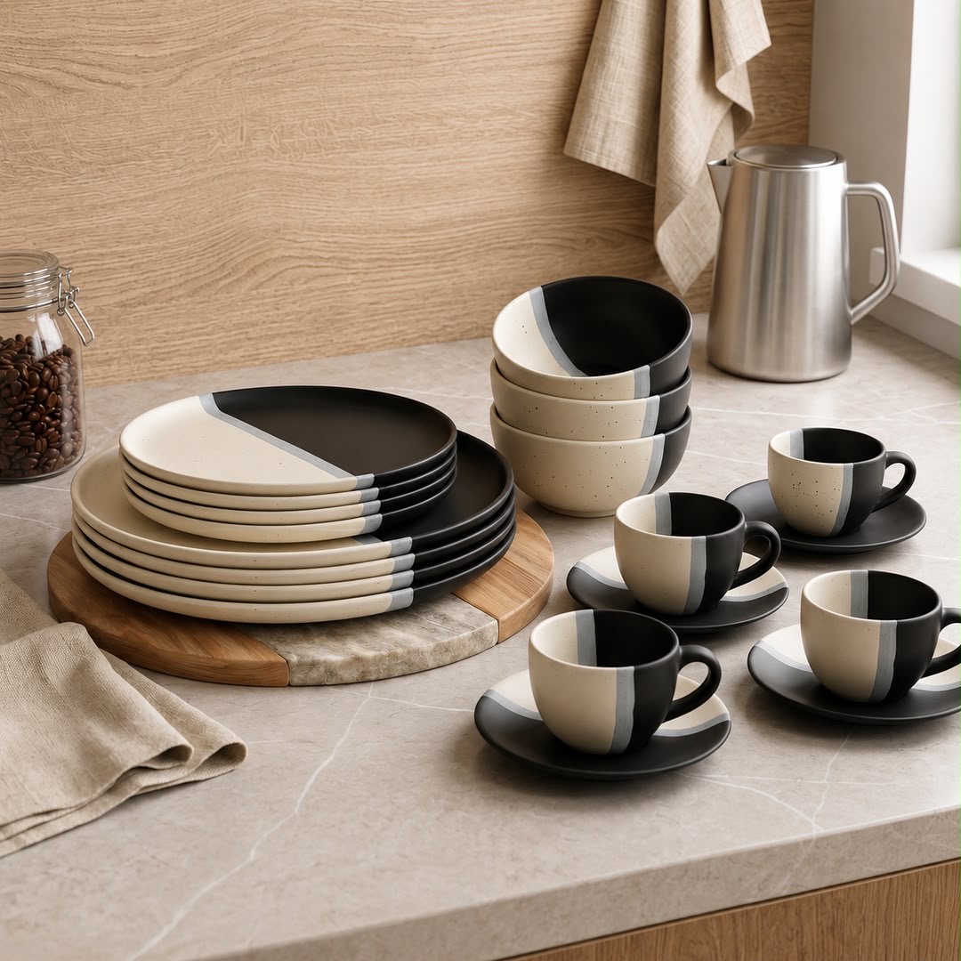 Monochrome Ceramic Dinnerware Set