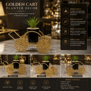Golden Cart Planter Decor