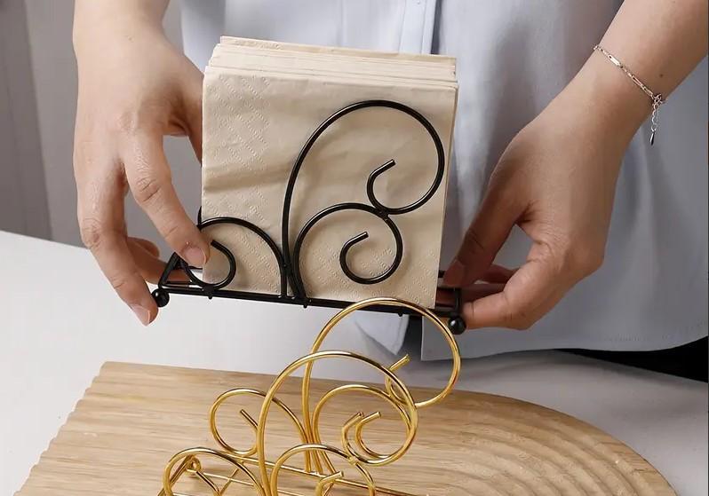 Golden Swirl Tissue Holder for Home Decor - Image 4